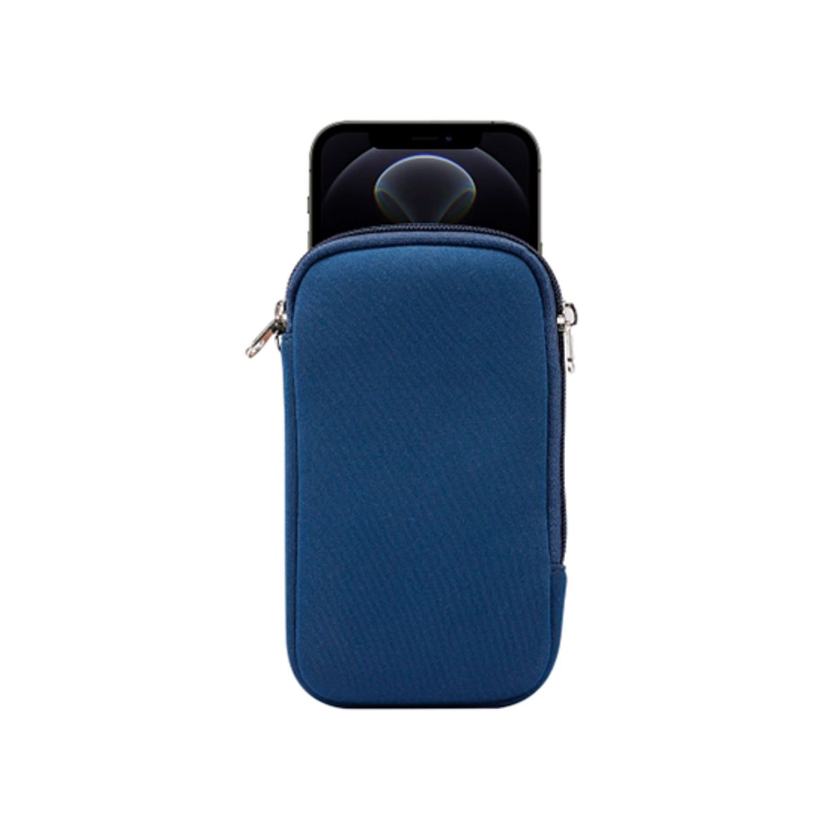 iPhone 16 Pro - Simple Nylon Sleeve Etui M. Lynlås - Navy / Blå