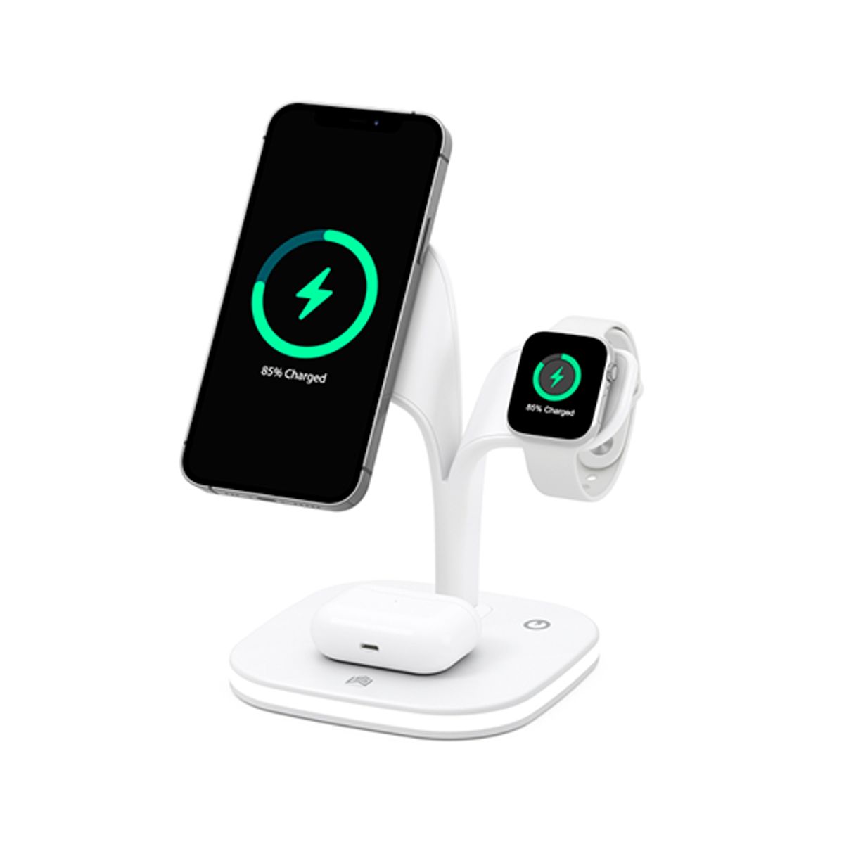 DeLX&trade; | 3-i-1 Trådløs Ladestation til iPhone, Watch & AirPods - Hvid