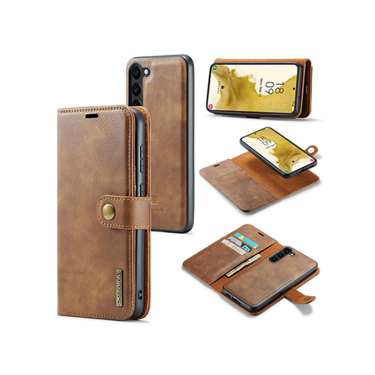 Samsung Galaxy S23 - DG.MING&trade; Vintage 2-In-1 Læder Etui M. Cover - Brun