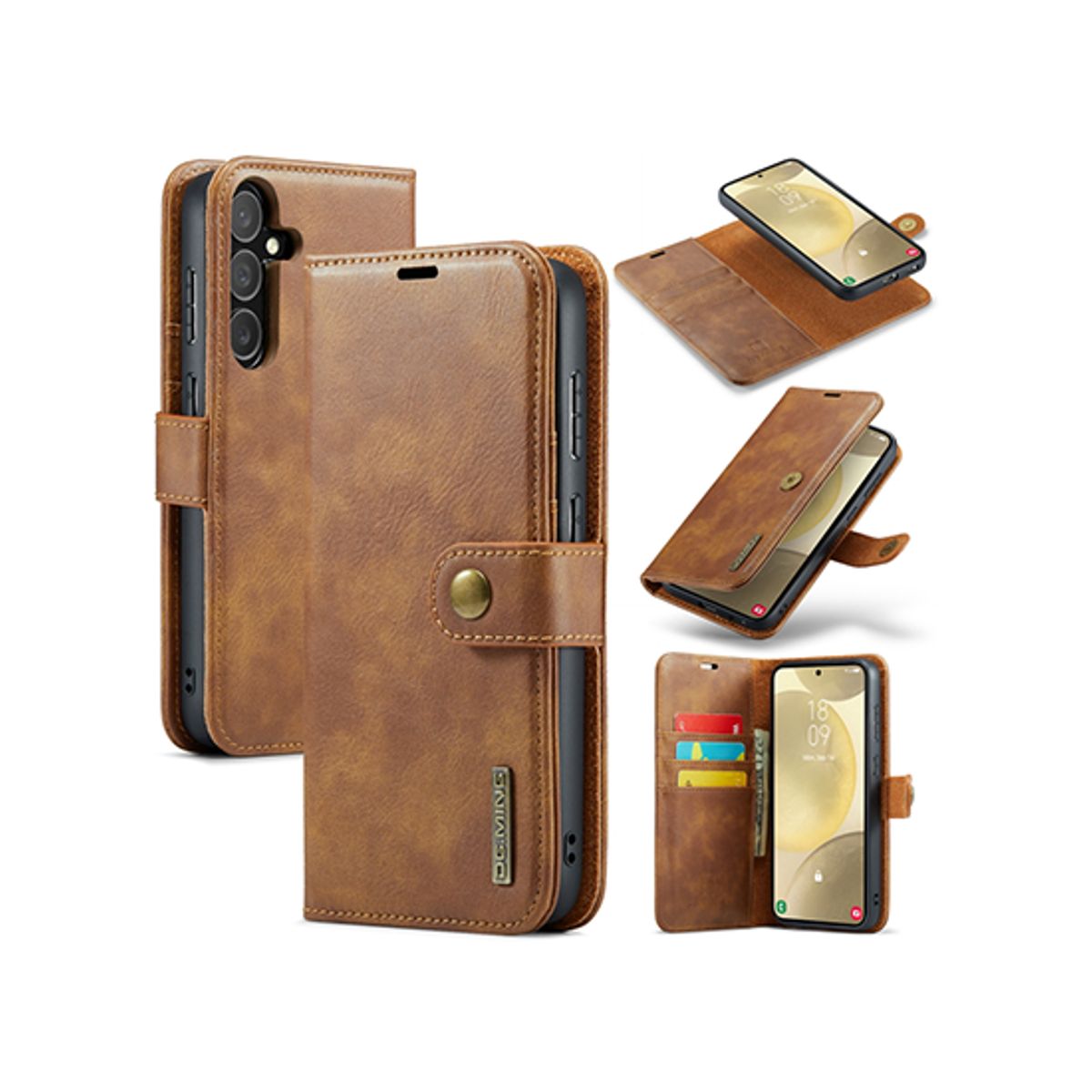 Samsung Galaxy S24 - DG.MING&trade; Vintage 2-In-1 Læder Etui M. Cover - Brun