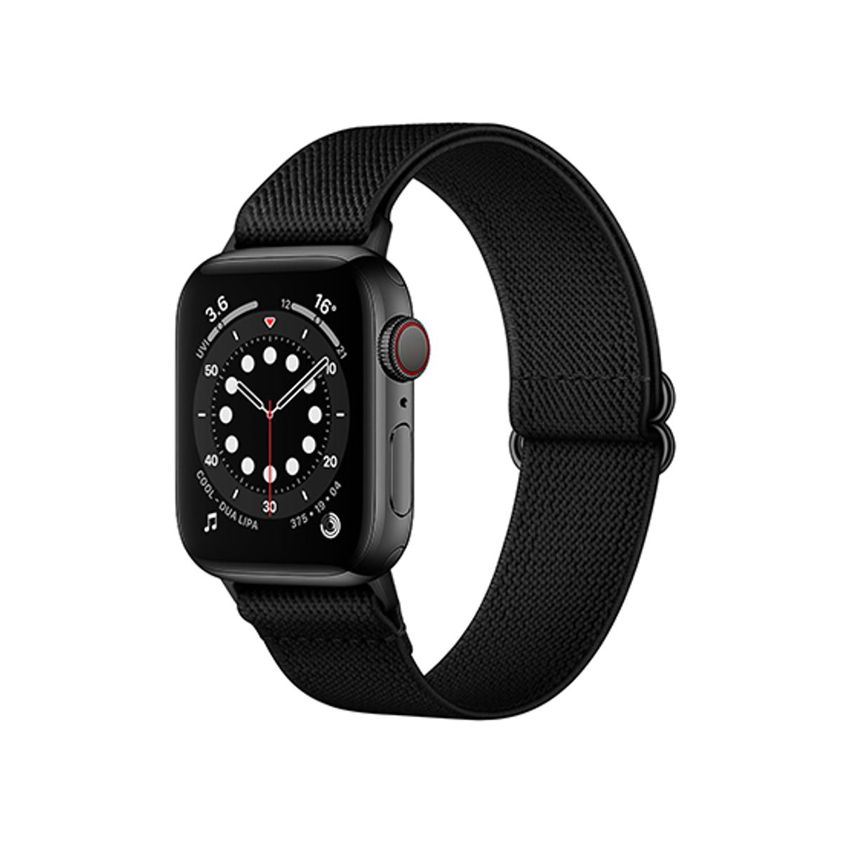 Apple Watch (42/44/SE/45/46/49mm) - Polyester Nylon Rem Armbånd - Sort