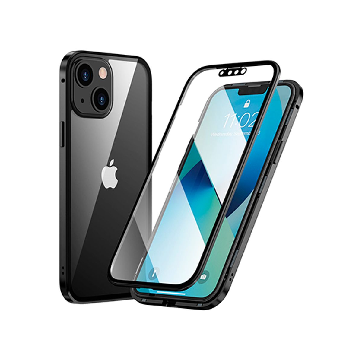 iPhone 15 Plus - MagGuard&trade; 360 Magnetisk Cover M. Hærdet glas - Sort