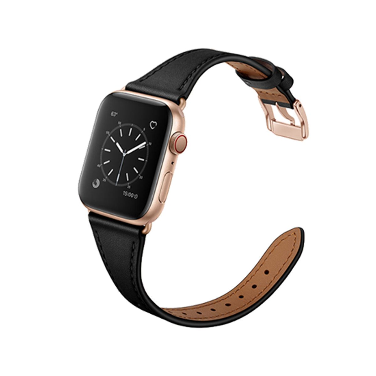 Apple Watch (38/40/SE/41/42mm) - L'Empiri&trade; Thin Ægte Læder Rem - Mat Sort