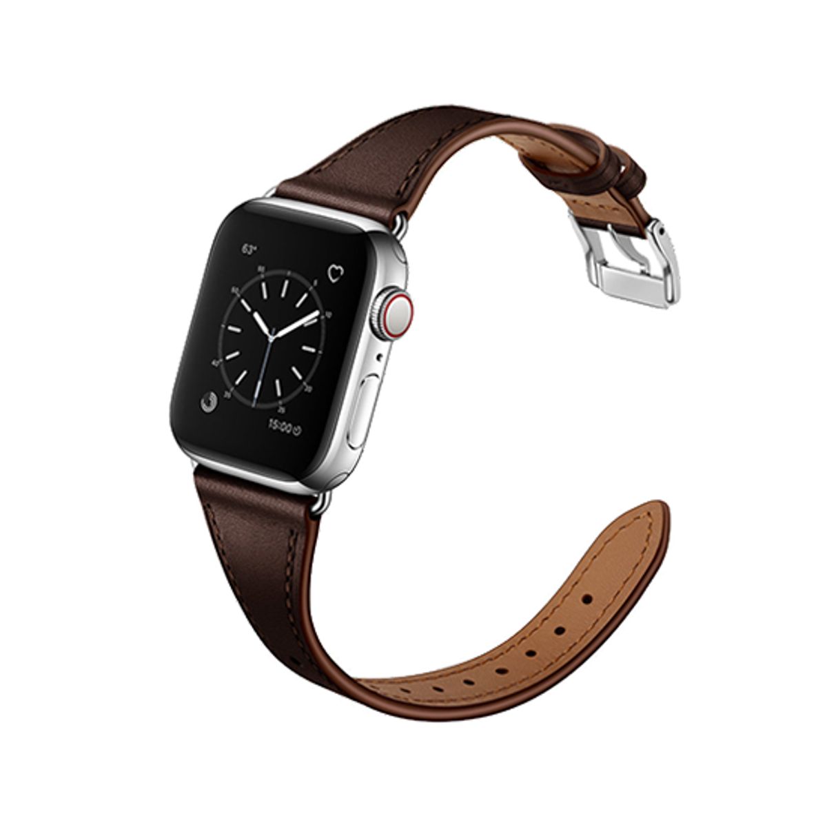 Apple Watch (42/44/SE/45/46/49mm) - L'Empiri&trade; Thin Ægte Læder Rem - Mørkebrun