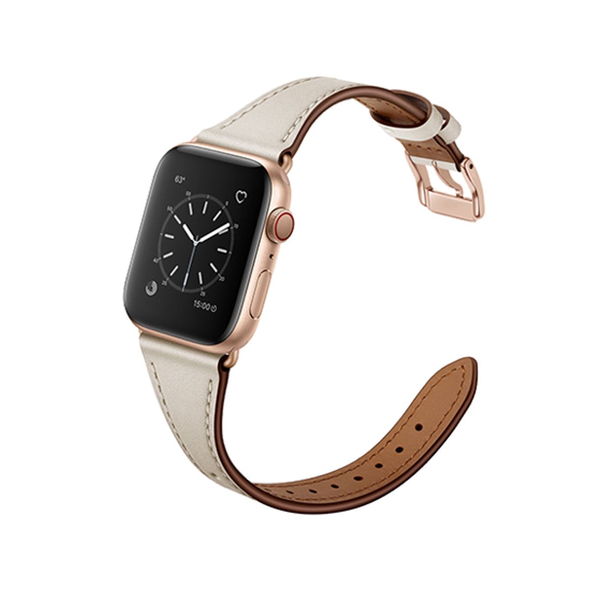 Apple Watch (42/44/SE/45/46/49mm) - L'Empiri&trade; Thin Ægte Læder Rem - Elfenben