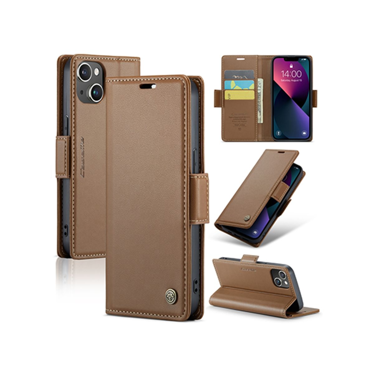 iPhone 14 Plus - CaseMe&trade; Neo Læder Cover / Pung - Brun