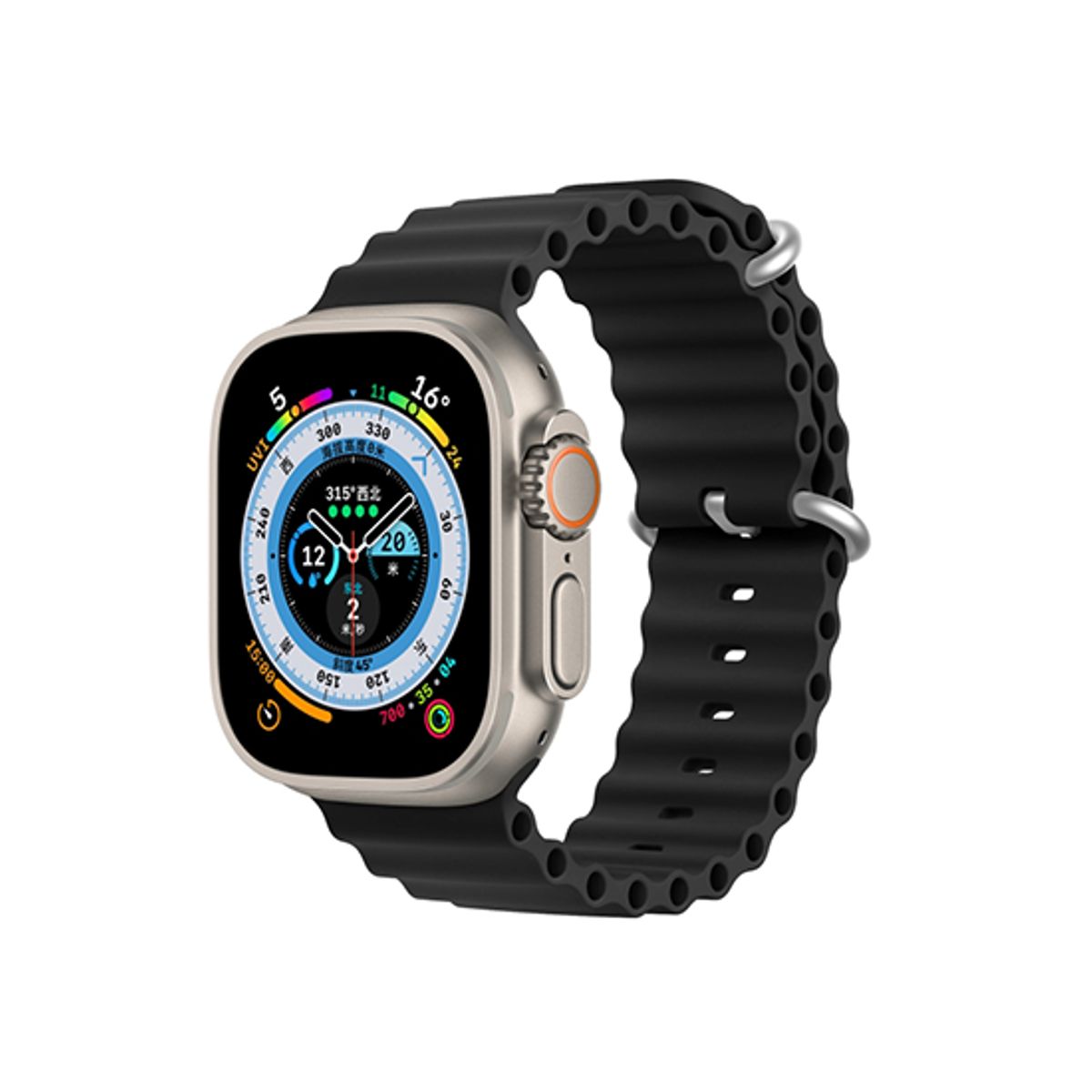 Apple Watch (42/44/SE/45/46/49mm) - DUX DUCIS® Wave Silikone Rem - Sort