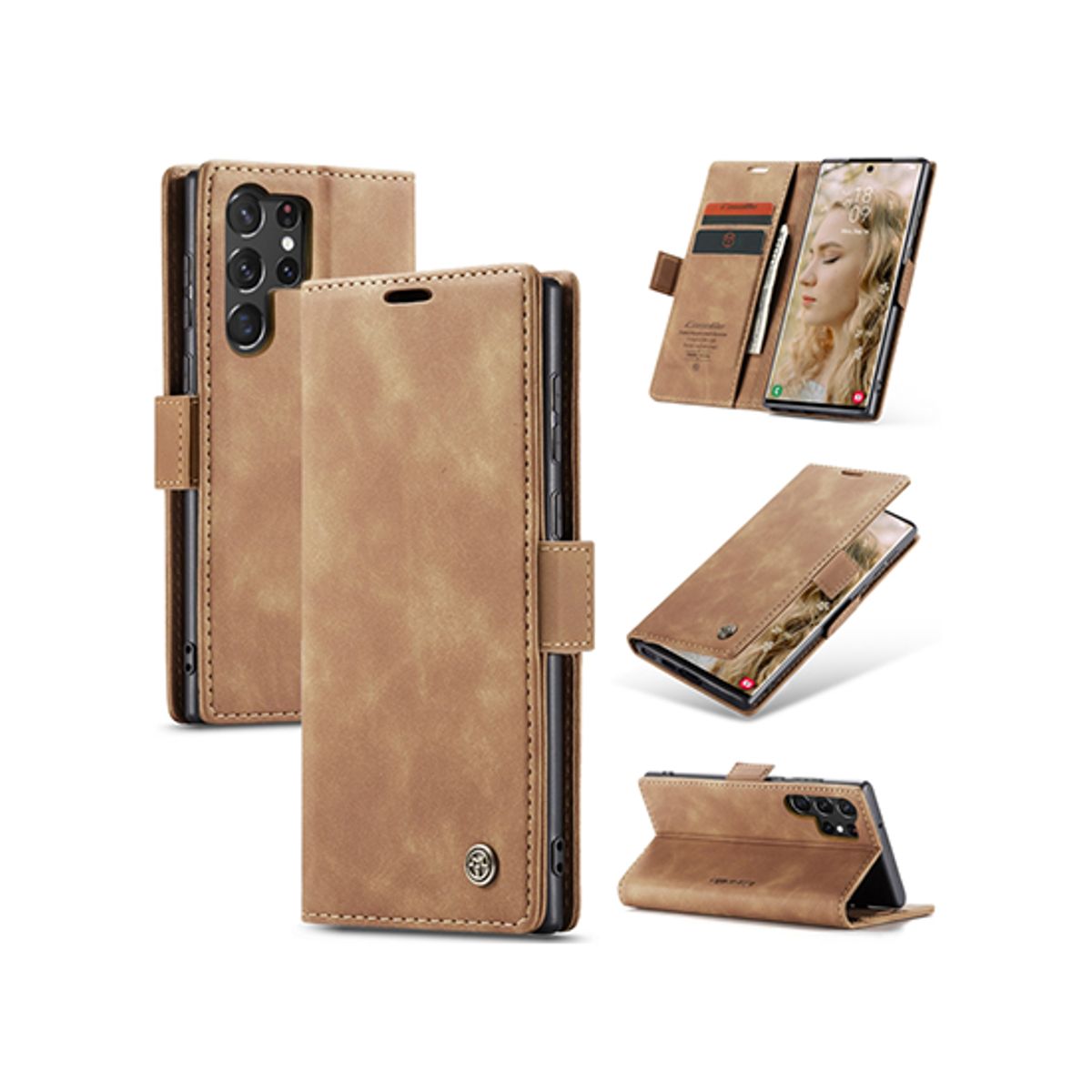 Samsung Galaxy S23 Ultra - CaseMe&trade; Noble Læder Etui / Pung - Brun