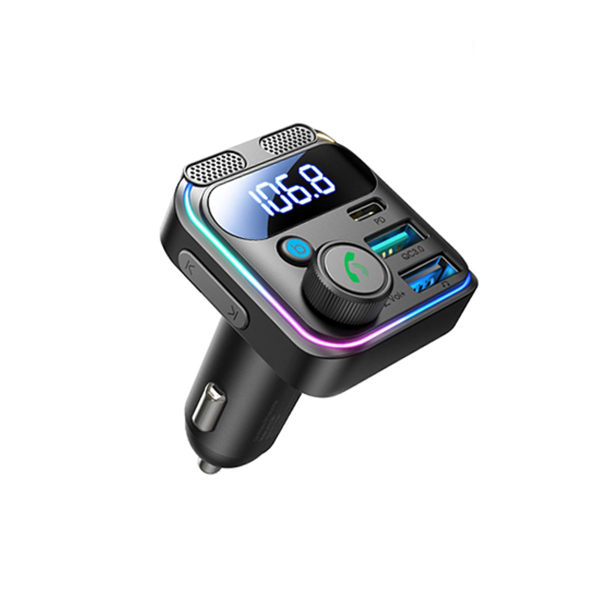 JOYROOM&trade; | Bluetooth FM Transmitter m. Mikrofon - 48W - Sort