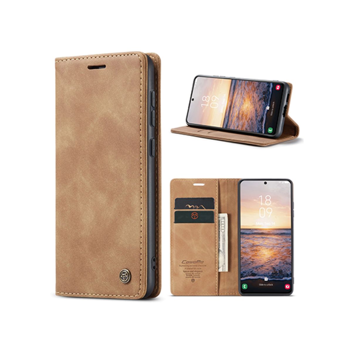 Samsung Galaxy S23+ - CaseMe&trade; Noble Læder Etui / Pung - Brun