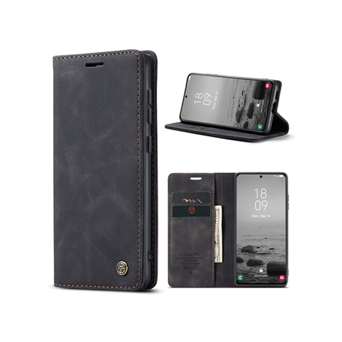 Samsung Galaxy S24 Plus - CaseMe&trade; Noble Læder Etui / Pung - Sort