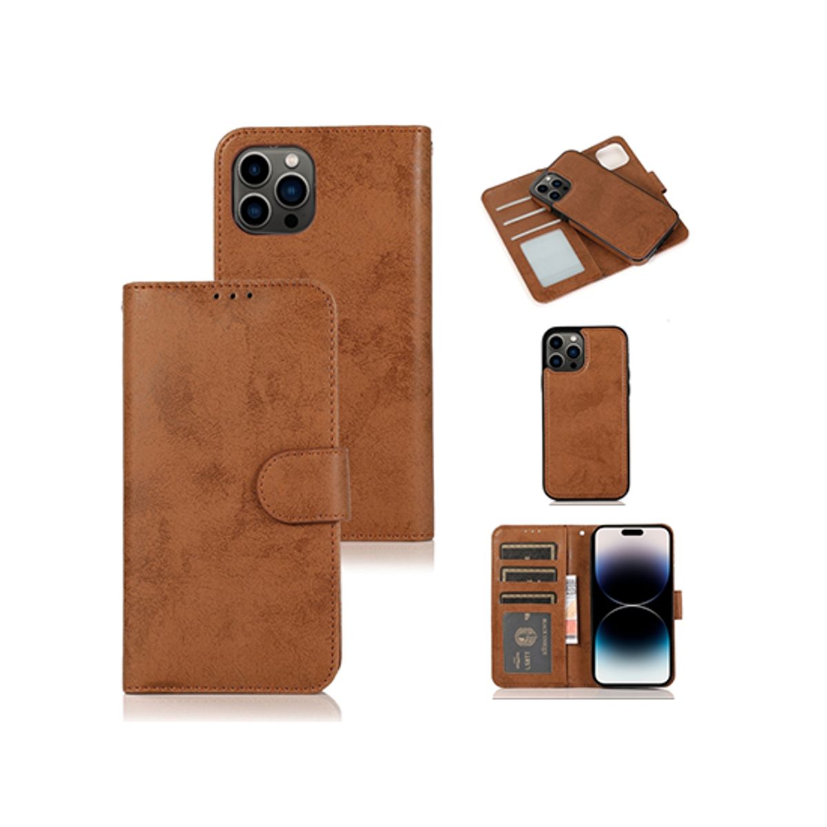 iPhone 16 Pro - Vintage 2-In-1 Læder Etui M. Aftageligt Cover - Brun