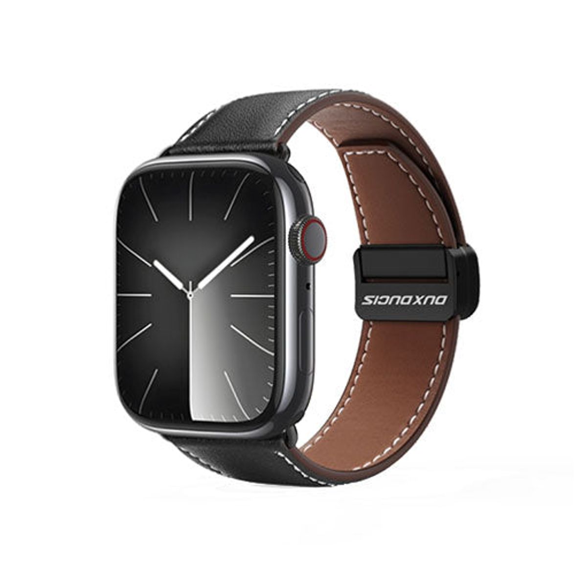 Apple Watch (38/40/SE/41/42mm) - DUX DUCIS® M-Buckle Ægte Læder Rem - Sort