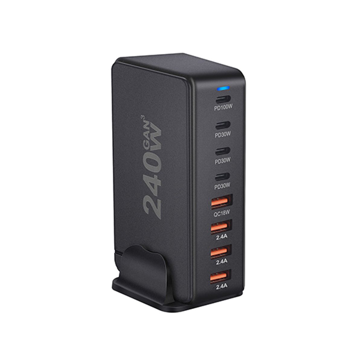 NX-Pro&trade; | 8 Ports Strøm Ladestation - 240W! - Sort