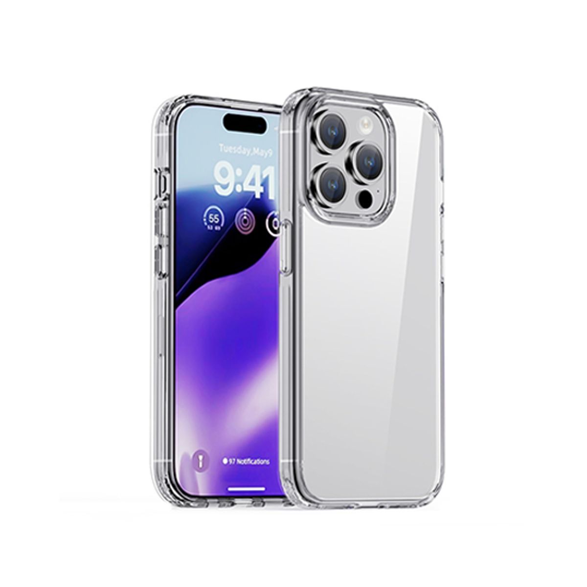 iPhone 15 Pro - iPAKY&trade; Hybrid Silikone Cover - Gennemsigtig