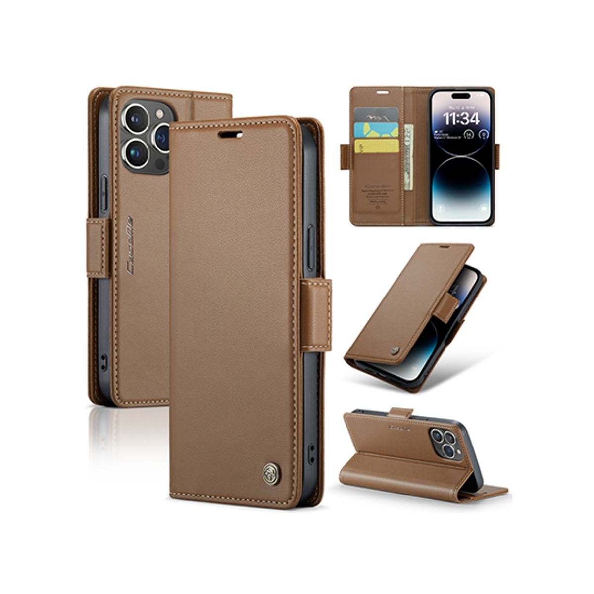 iPhone 14 Pro Max - CaseMe&trade; Neo Læder Cover / Pung - Brun