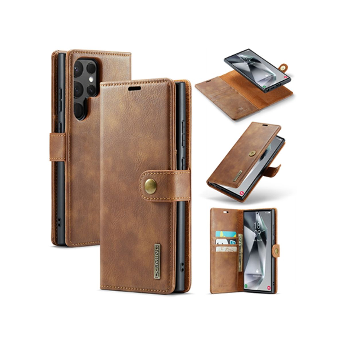 Samsung Galaxy S21 Ultra - DG.MING&trade; Vintage 2-In-1 Læder Etui M. Cover - Brun