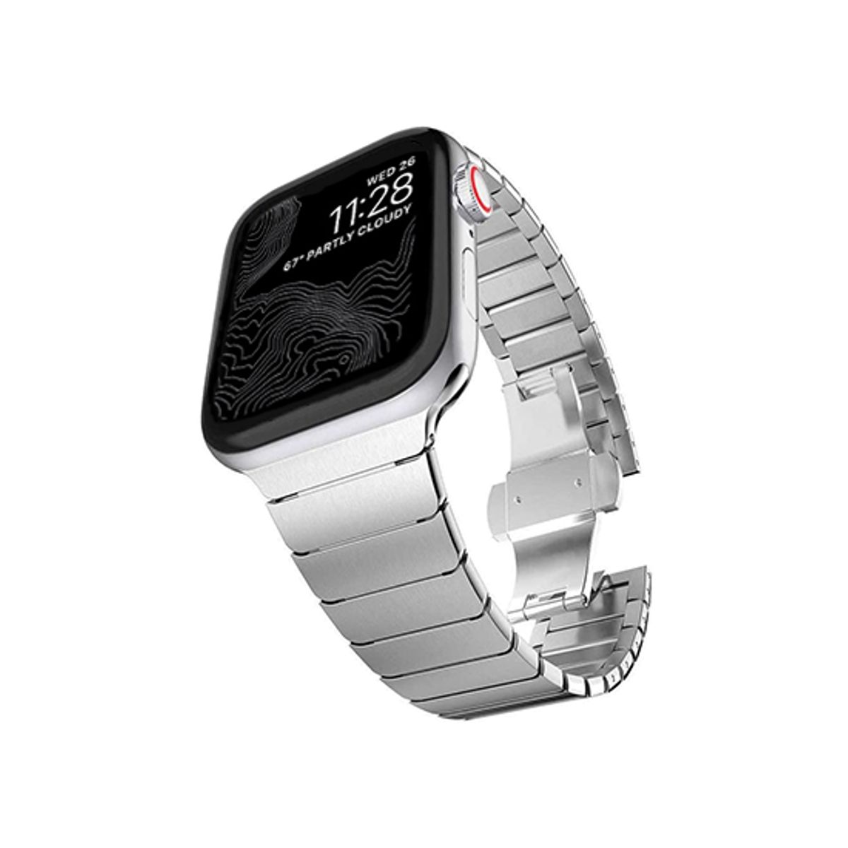 Apple Watch (42/44/SE/45/46/49mm) - NX-Tech&trade; Raptor Stål Rem - Sølv