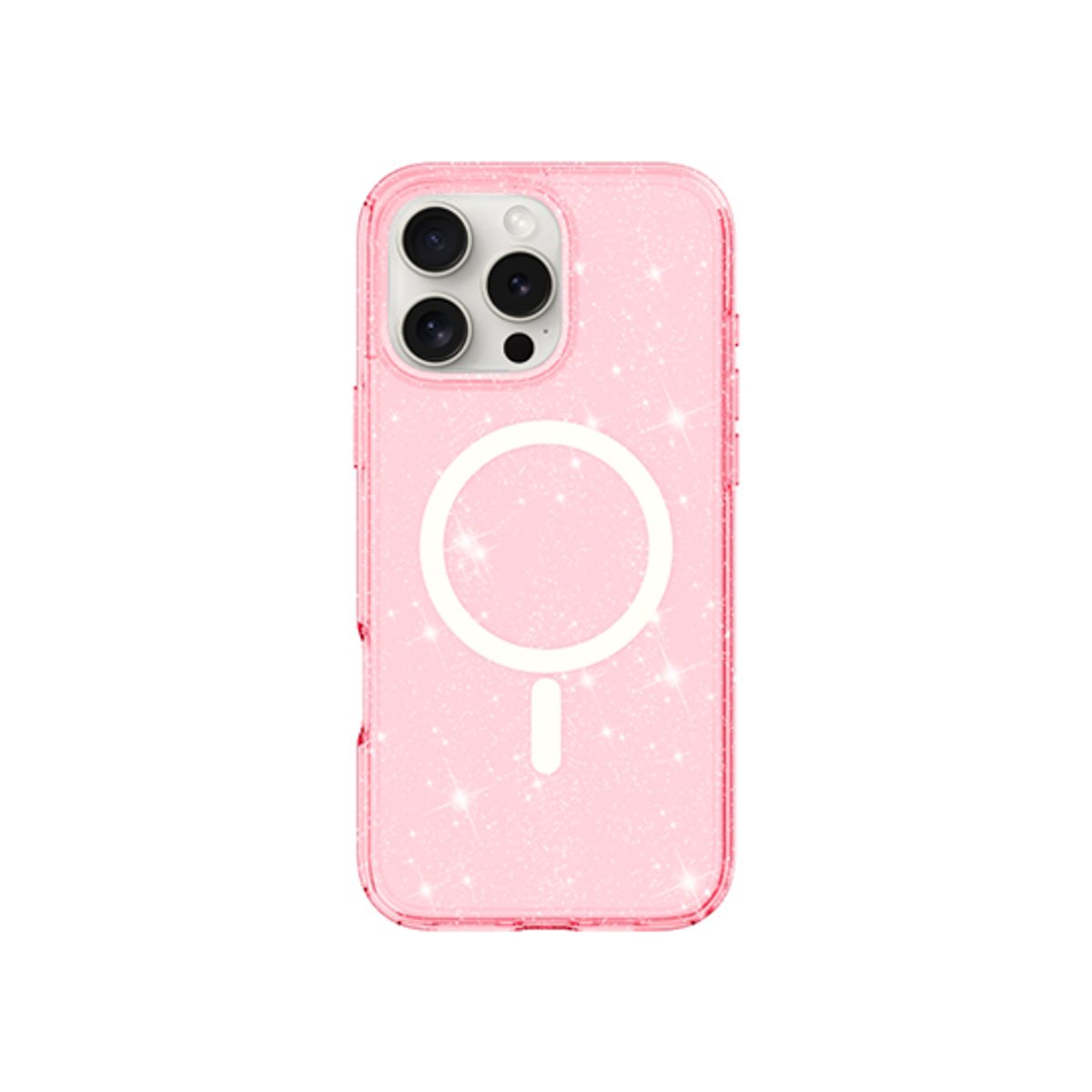 iPhone 16 Pro Max - DeLX&trade; Glitter Silikone Cover M. MagSafe - Pink