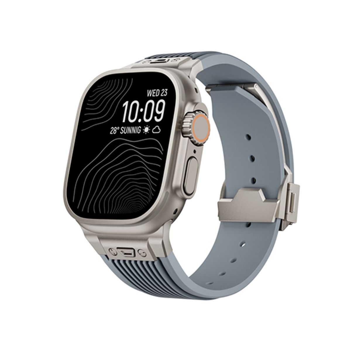 Apple Watch (42/44/SE/45/46/49mm) - DeLX&trade; Vertical-Line Titanium Rem - Koksgrå