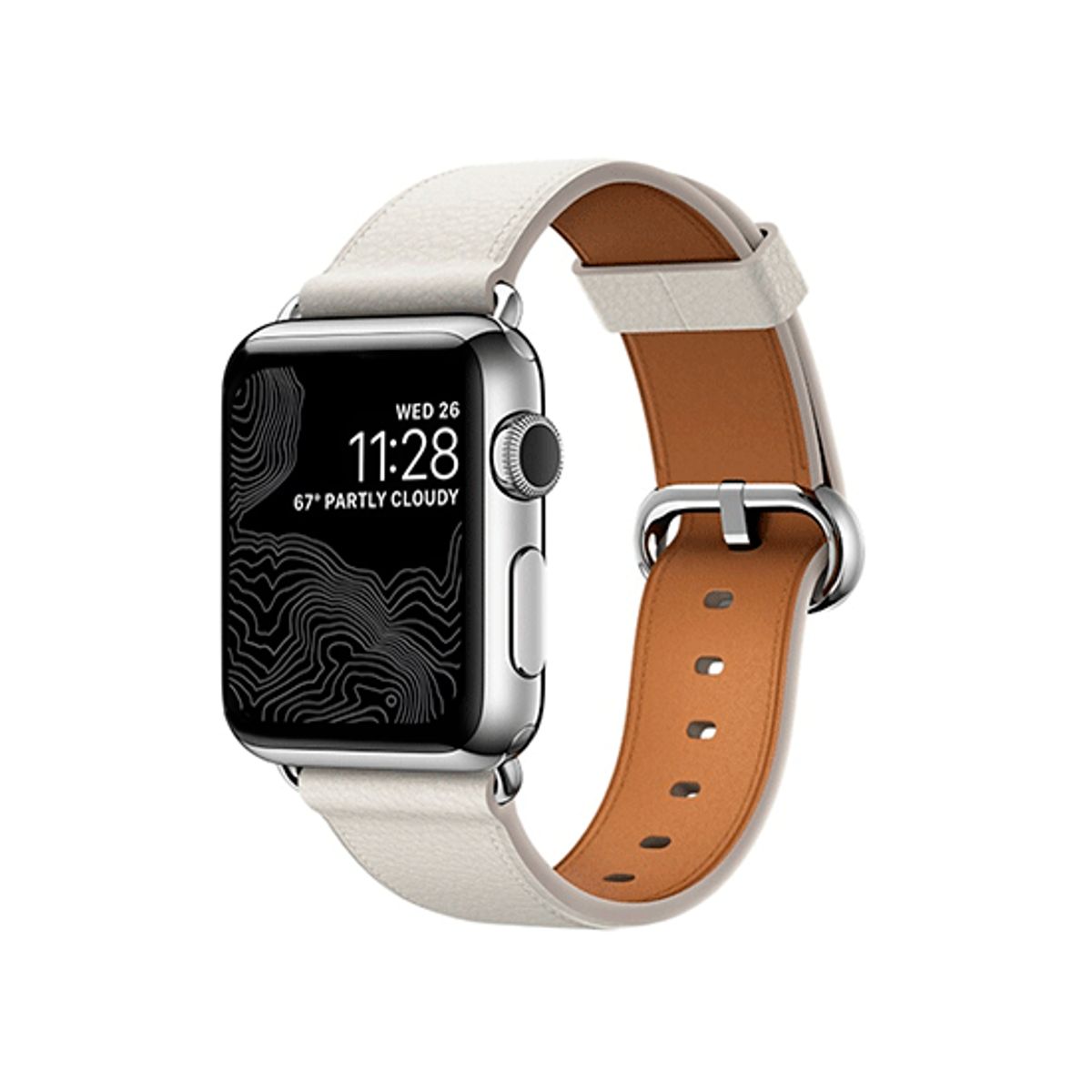 Apple Watch (42/44/SE/45/46/49mm) - Deluxe&trade; Classic Læder Rem - Snow