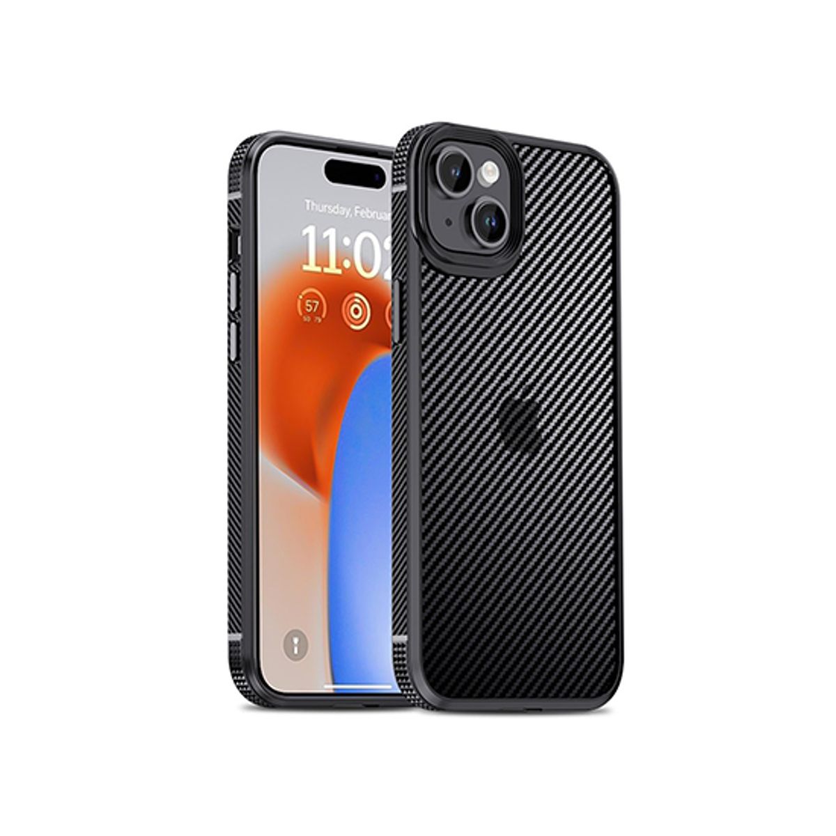 iPhone 15 Plus - iPAKY&trade; Full Carbon Stødsikkert Cover - Sort