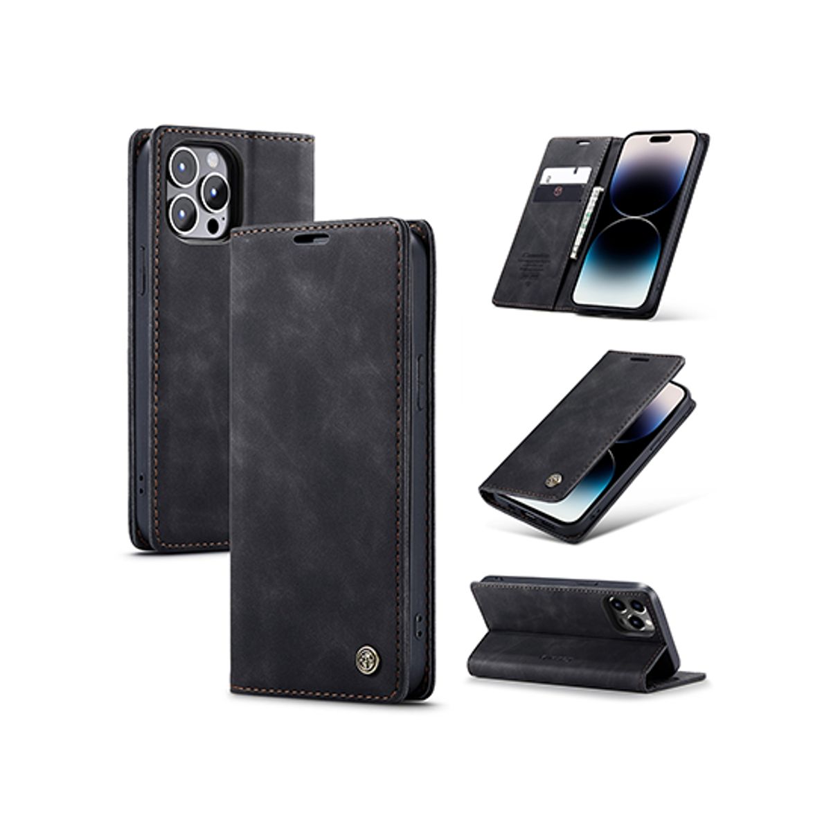 iPhone 16 Pro Max - CaseMe&trade; Noble Læder Etui/Pung - Sort