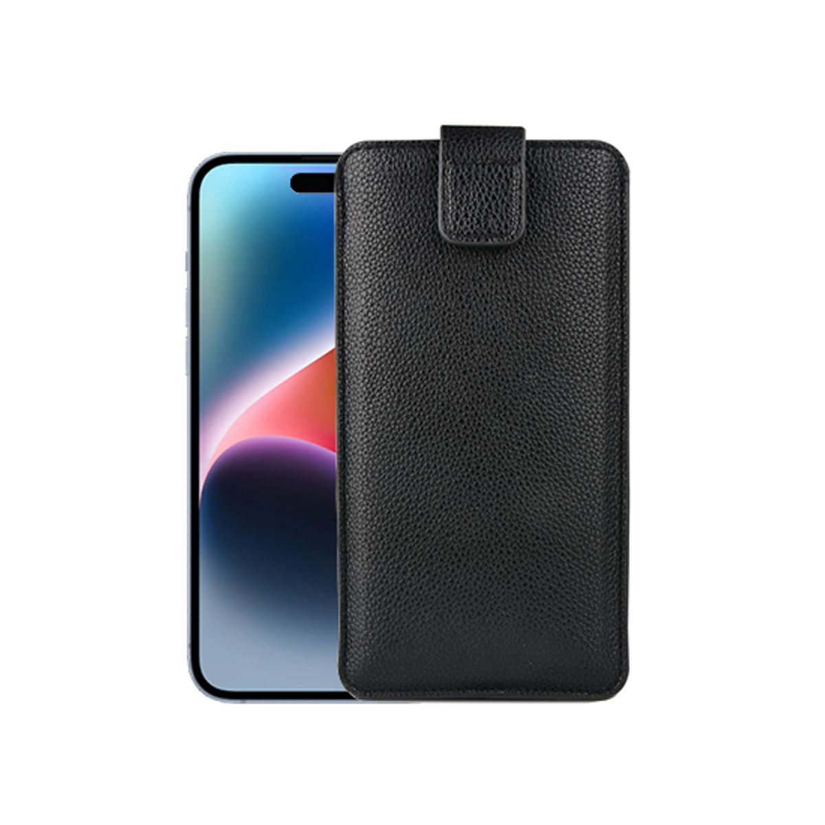 iPhone 15 Plus - Verona Læder Sleeve M. Lukning - Black Onyx