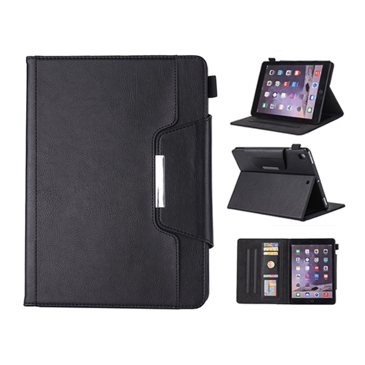 iPad Air 2 9.7" (2014) - Verona&trade; Multietui Ægte Læder Cover - Sort