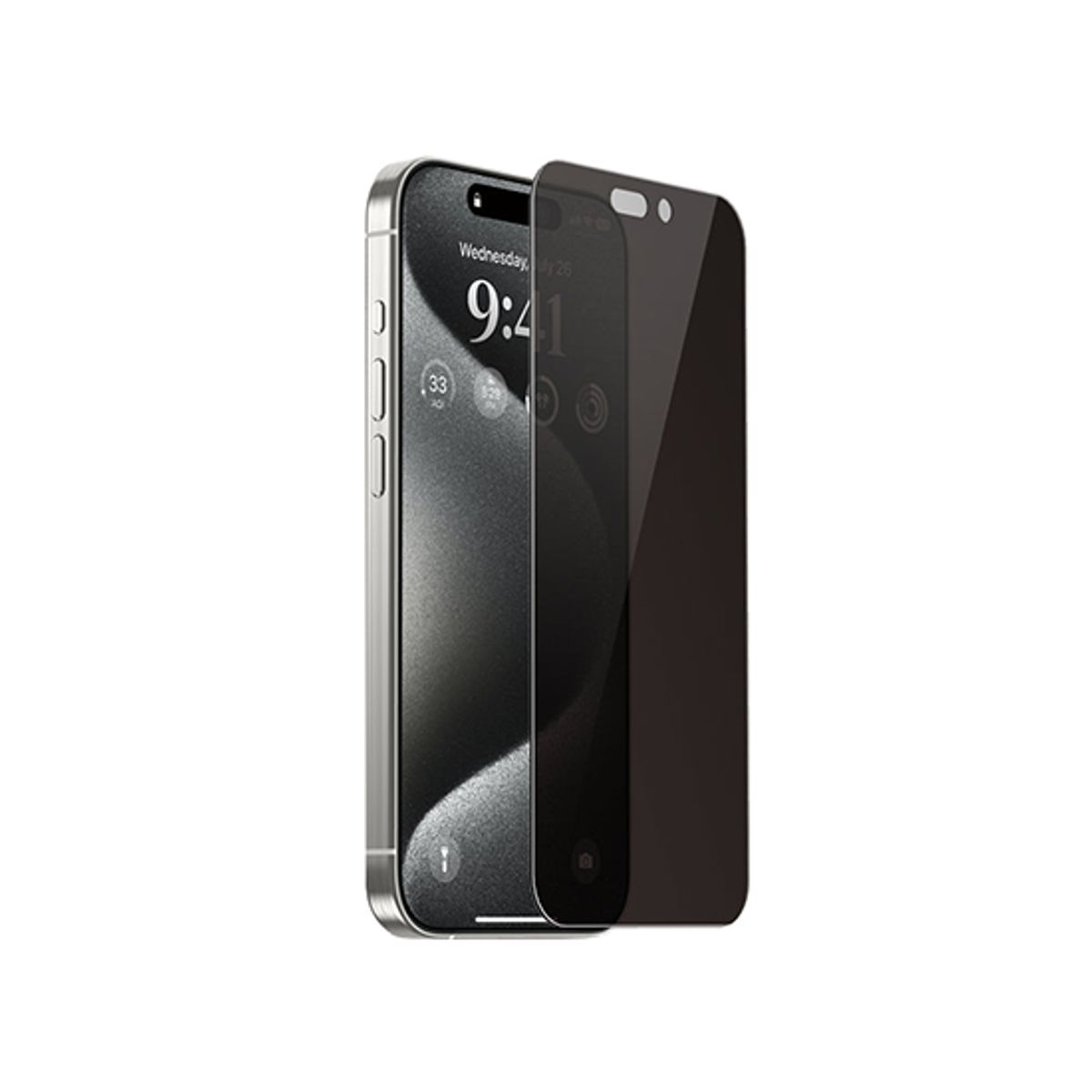 iPhone 15 Plus - NuGlas&trade; 9H Privacy Beskyttelsesglas (Hærdet glas)