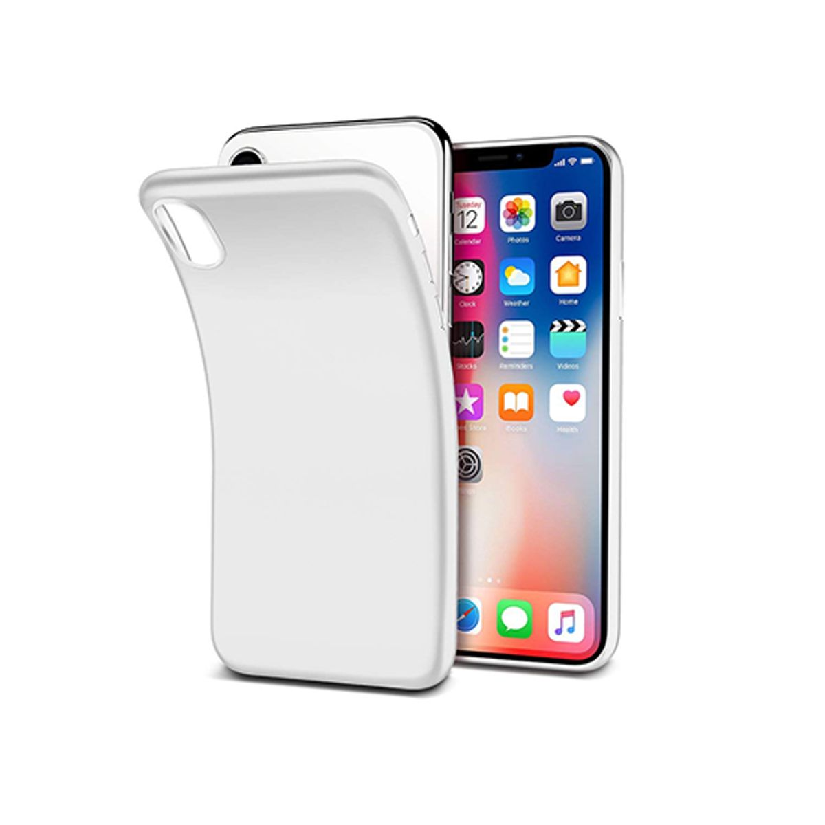 iPhone X/Xs - PRO+ Design Mat Slim Silikone Cover - Hvid/Gennemsigtig