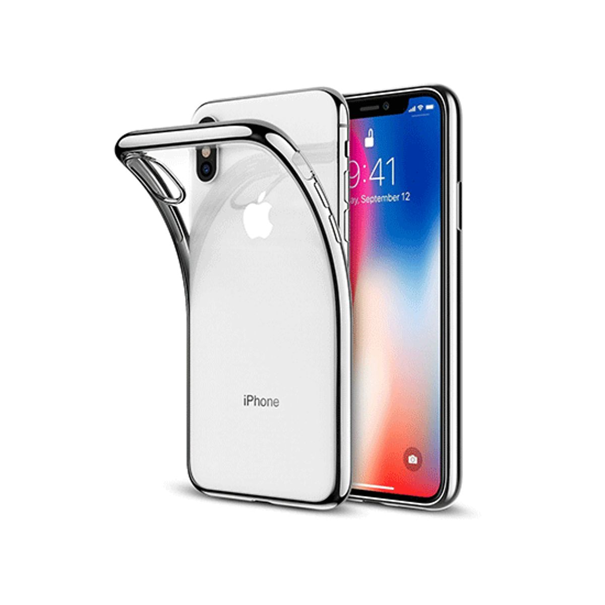 iPhone X/Xs - Deluxe&trade; Frame Silikone Cover - Sølv