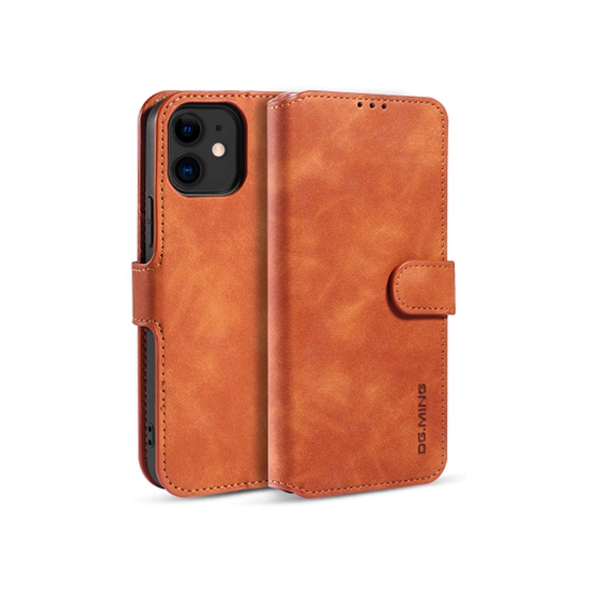 iPhone 11 - DG.MING&trade; Classical Læder Etui / Taske M. Pung - Brun