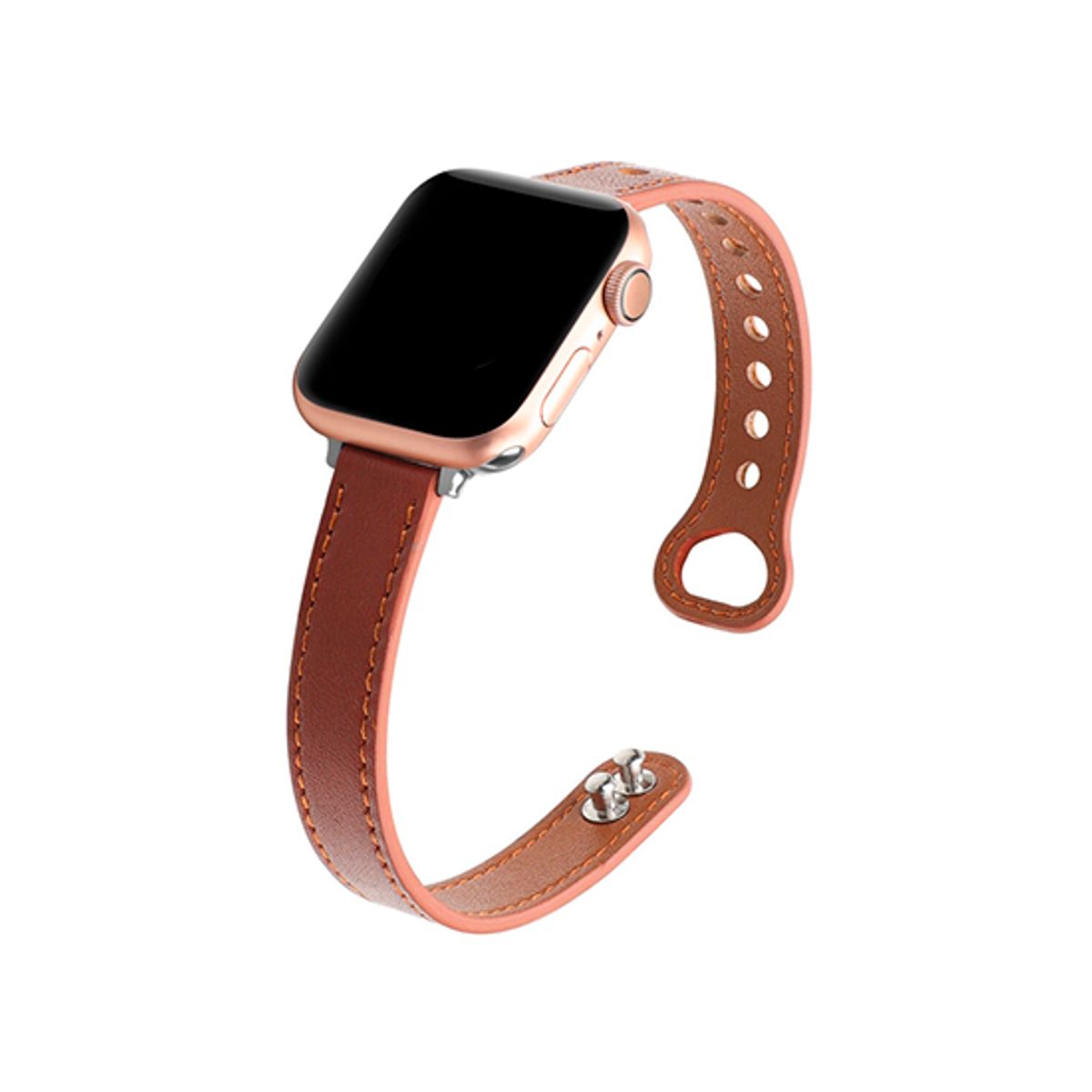 Apple Watch (38/40/SE/41/42mm) - ADENA&trade; Classic Læder Urrem - Brun