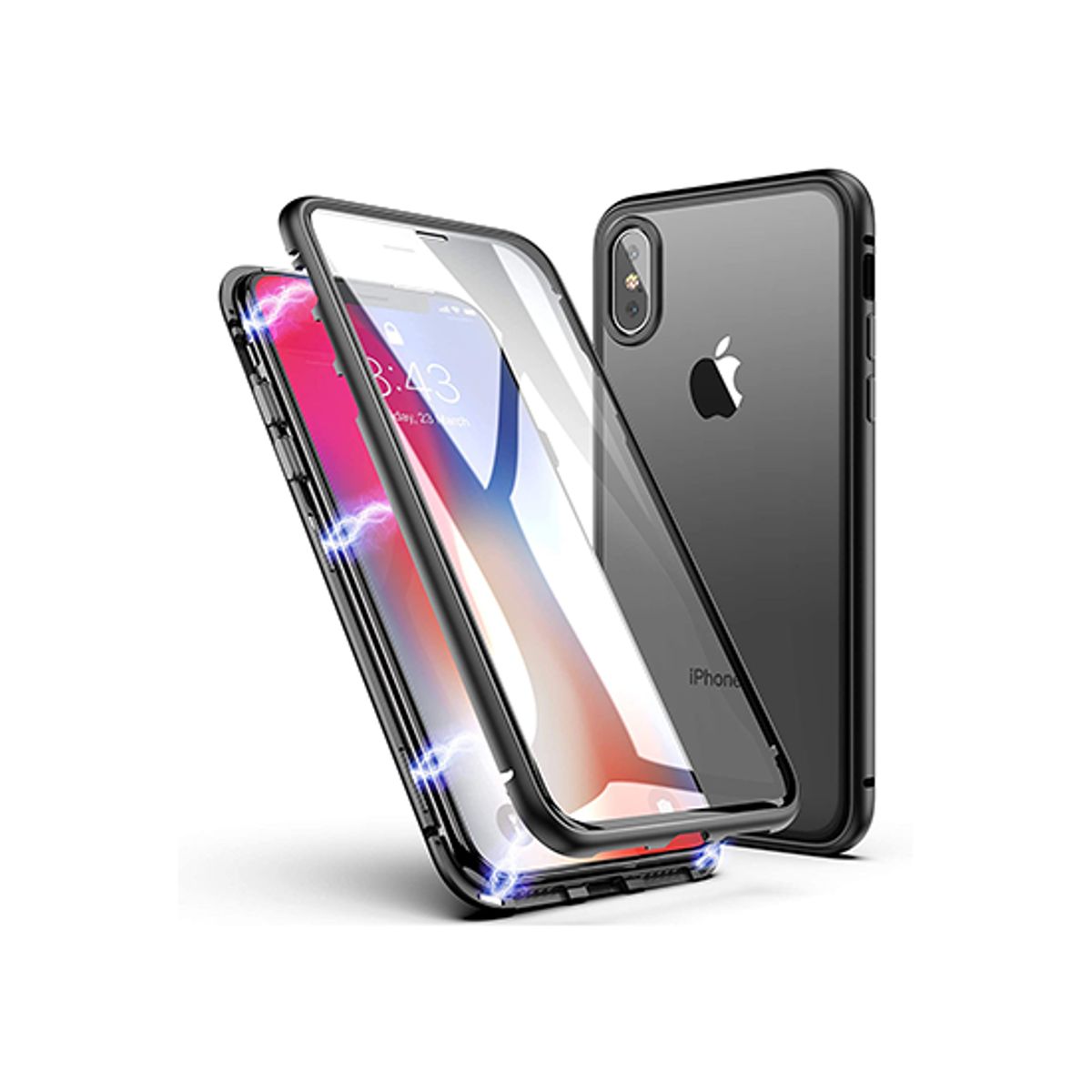 iPhone X/Xs - MagGuard&trade; 360 Magnetisk Cover M. Hærdet glas