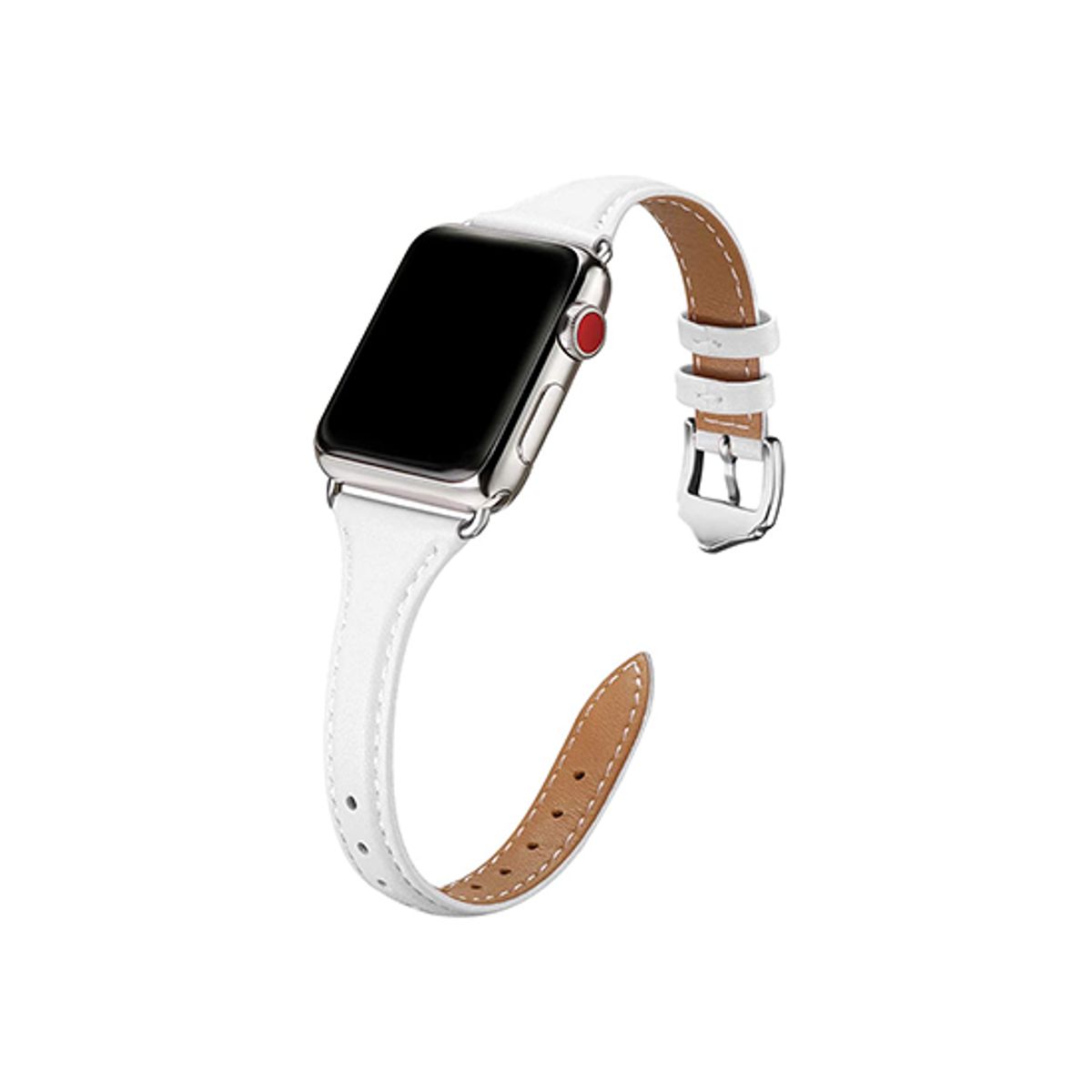 Apple Watch (38/40/SE/41/42mm) - Wonder&trade; Classic Læder Rem - Hvid