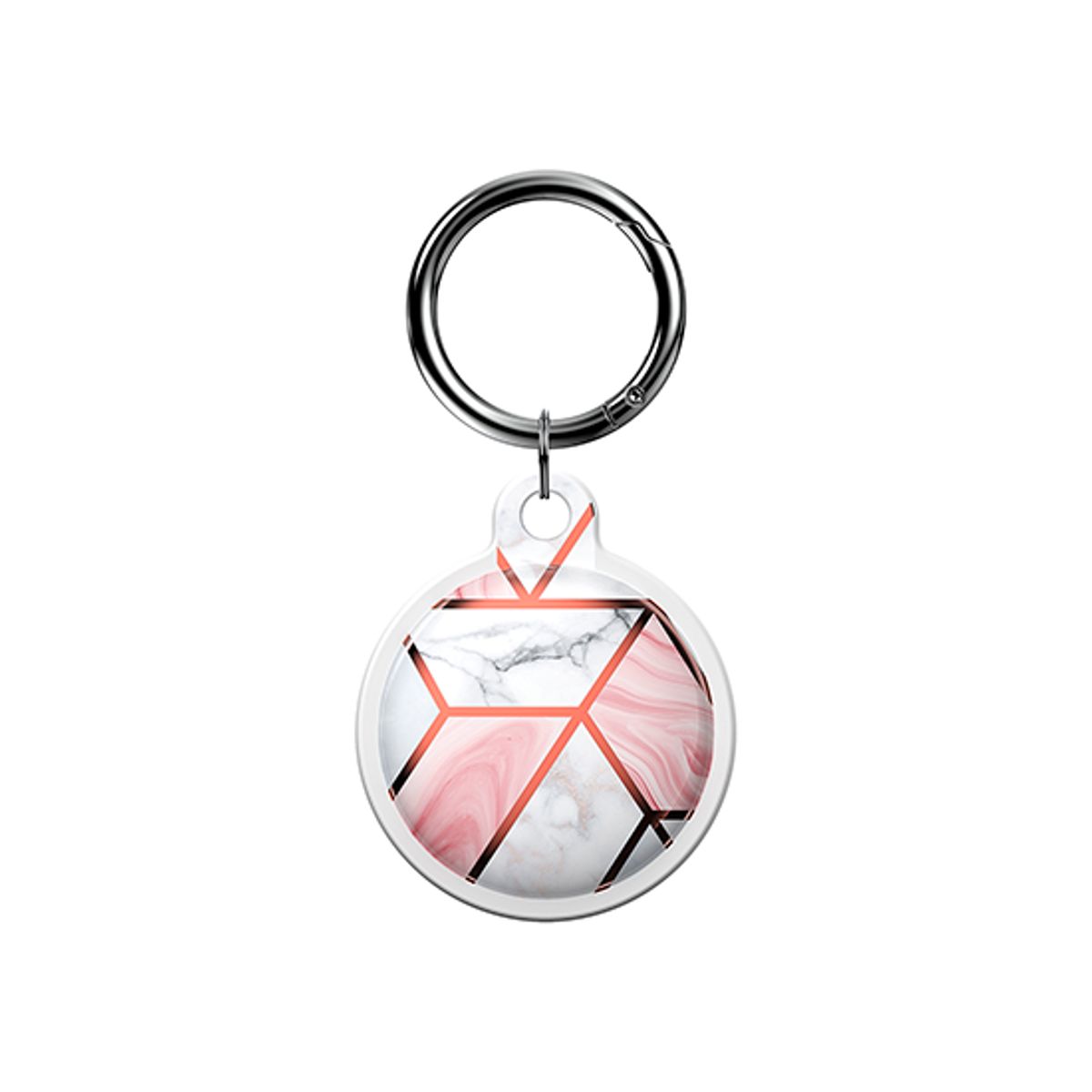 AirTag | UNIQ&trade; Marble Silikone Keychain / Nøglering - Rose Pearl