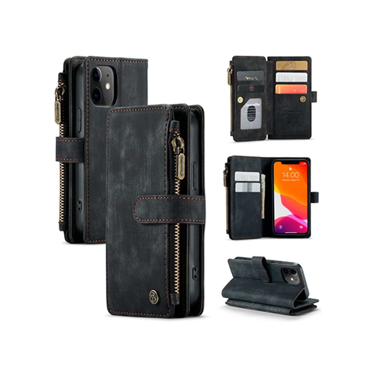 iPhone 11 - CaseMe&trade; Multifunktionel Læder Etui / Pung - Sort