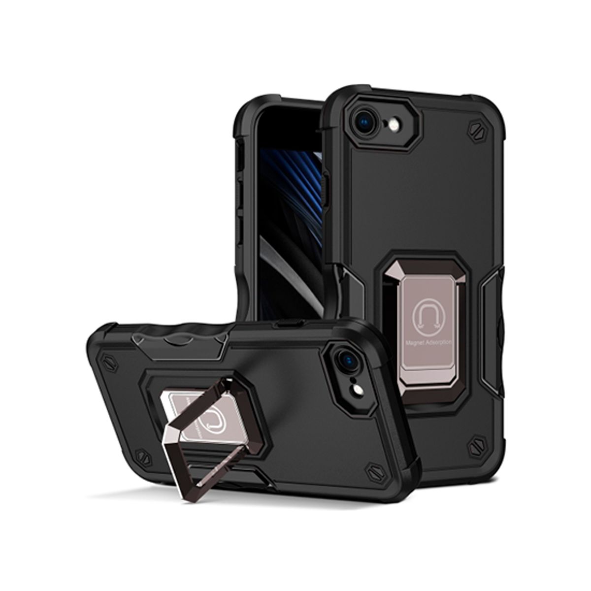 iPhone 7/8/SE(2020/2022) - PRO&trade; Armor Cover m. Ring Holder - Sort