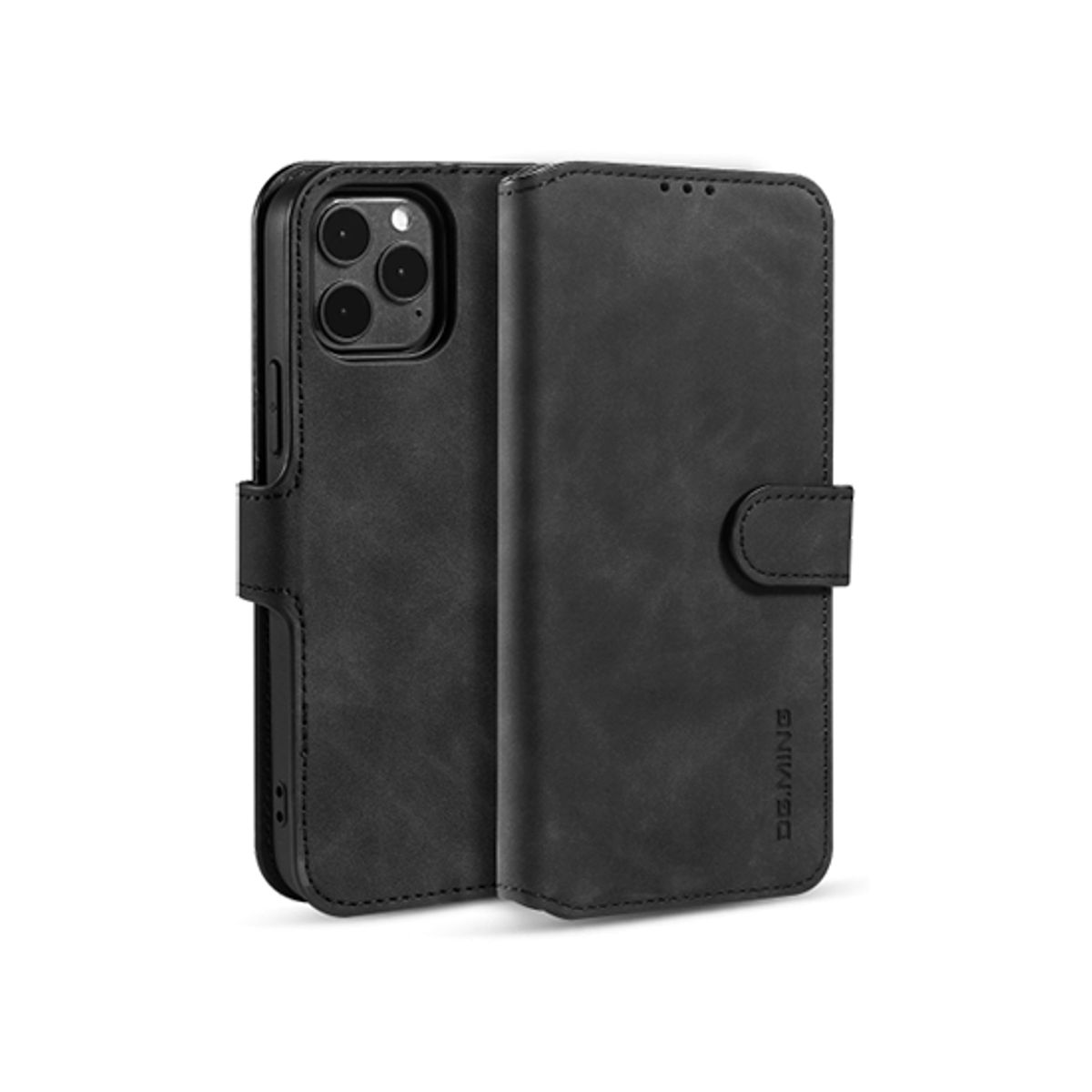 iPhone 11 Pro Max - DG.MING&trade; Classical Læder Etui / Taske M. Pung - Sort