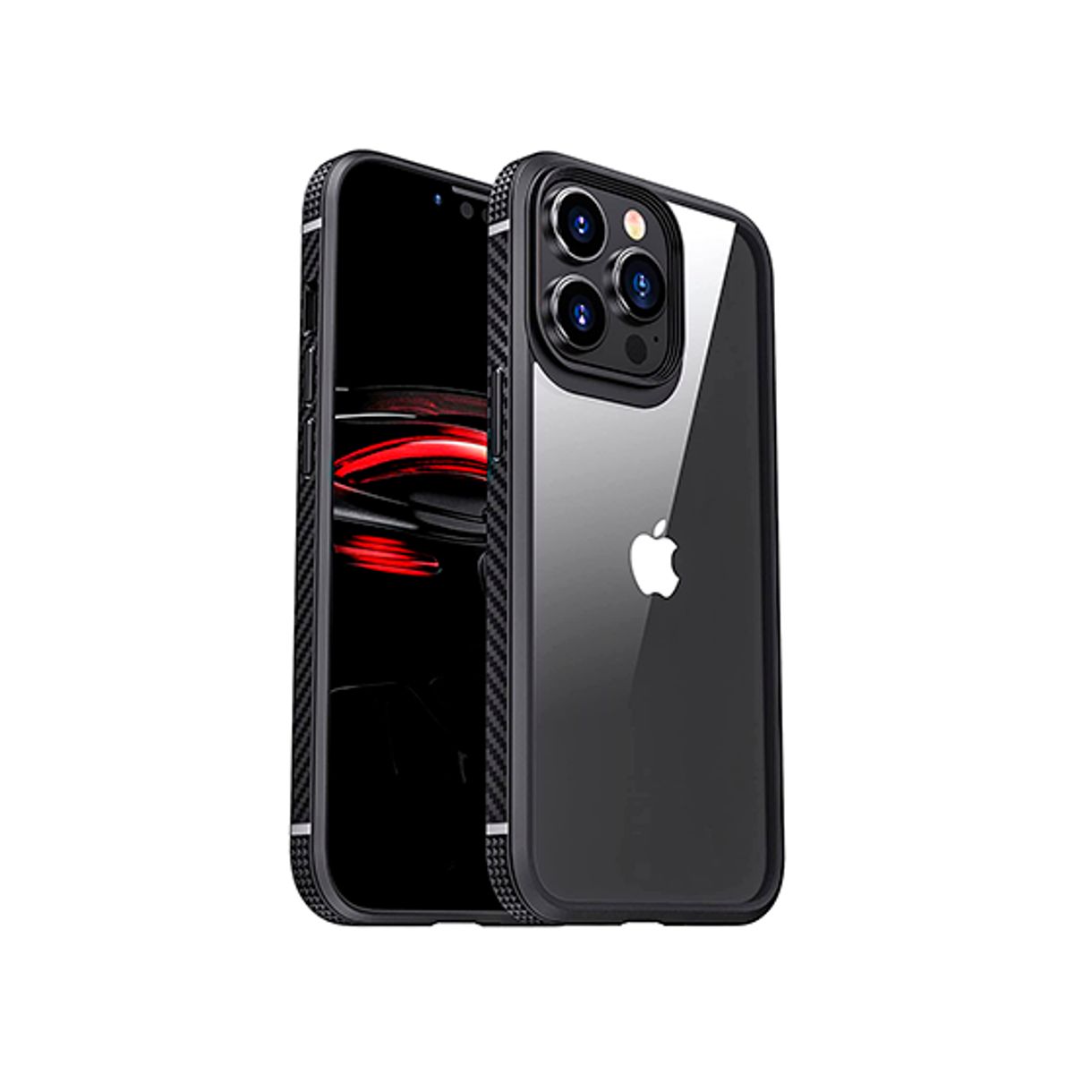 iPhone 13 Pro - MG&trade; TPU Carbon Stødsikkert Cover - Sort/Klar