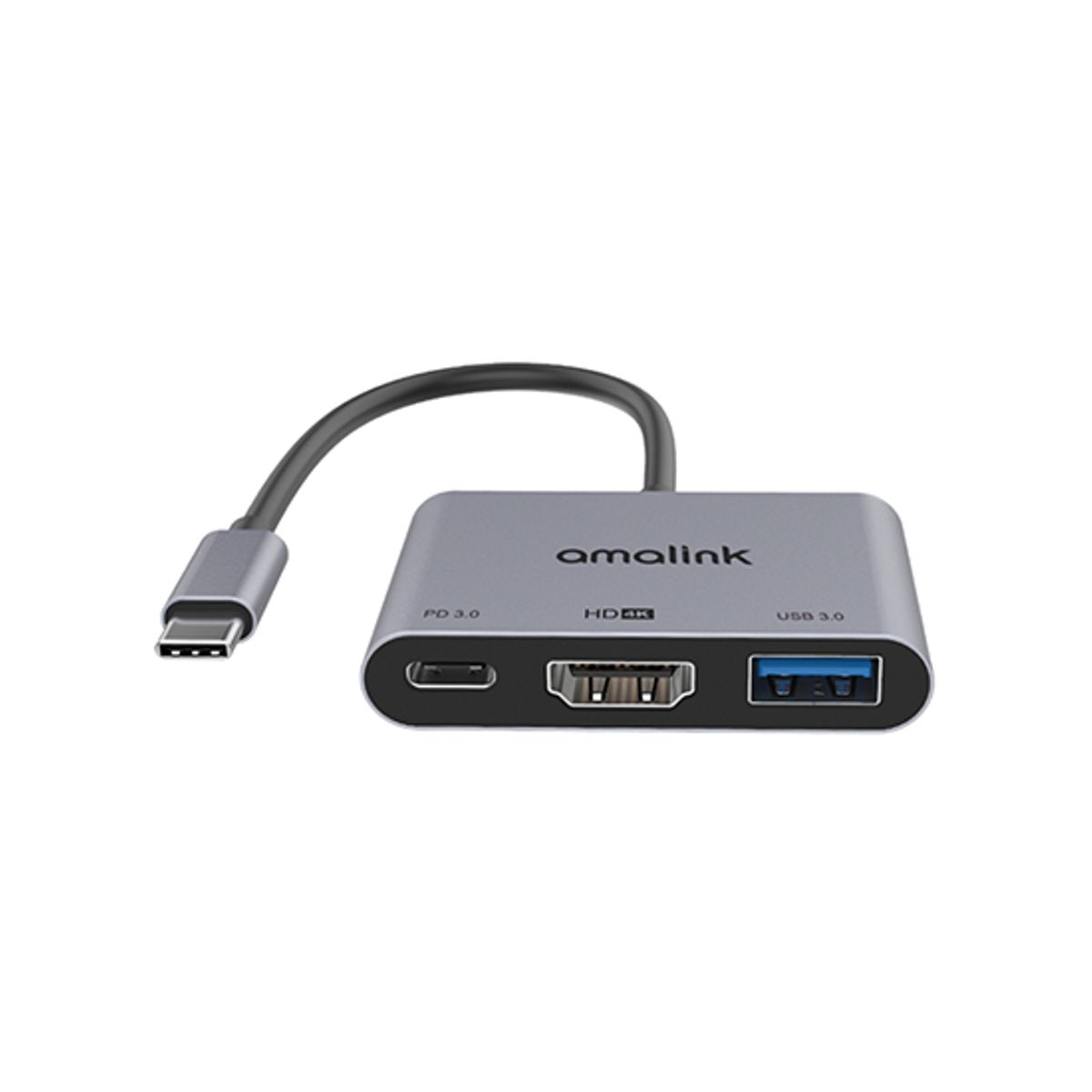 ANTEN&trade; | Adapter USB-C til USB-A / USB-C / HDMI 4K HD - Grå