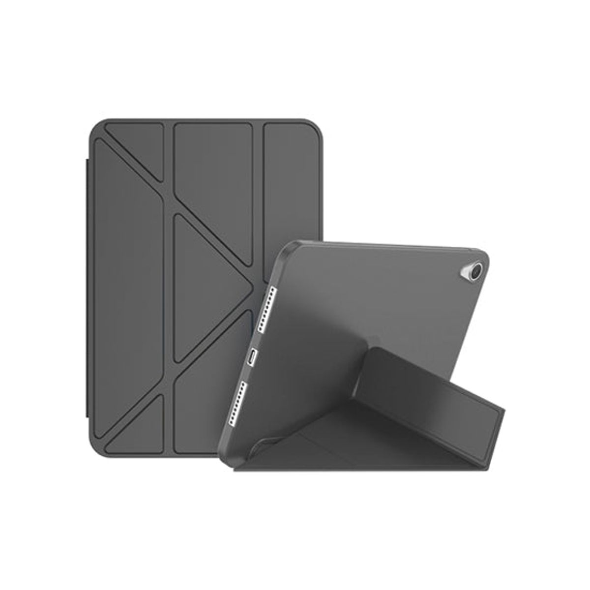 iPad Mini (2021/2024) - Orgami Trifold Læder Cover M. Stander - Sort