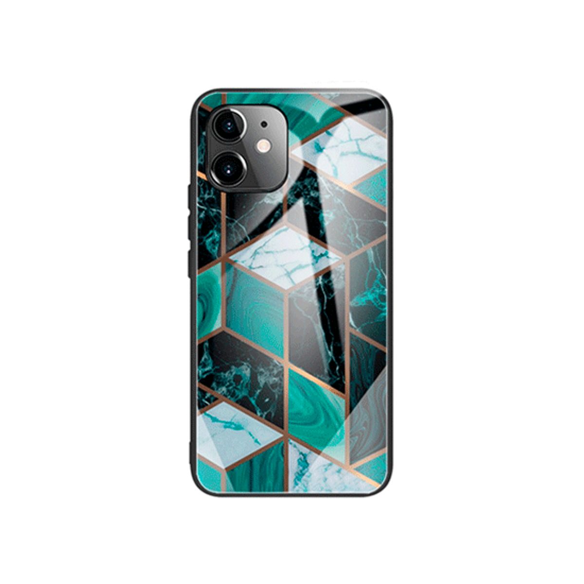 iPhone 11 - DELUXE&trade; Marble Cover M. Glas Bagside - Emerald