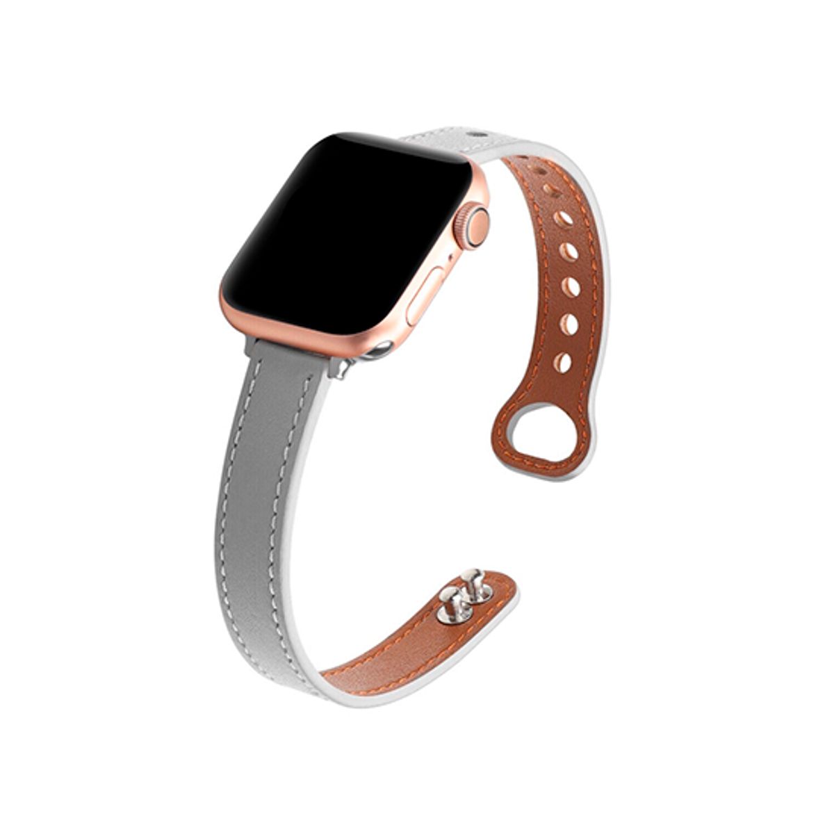 Apple Watch (38/40/SE/41/42mm) - ADENA&trade; Classic Læder Urrem - Grå