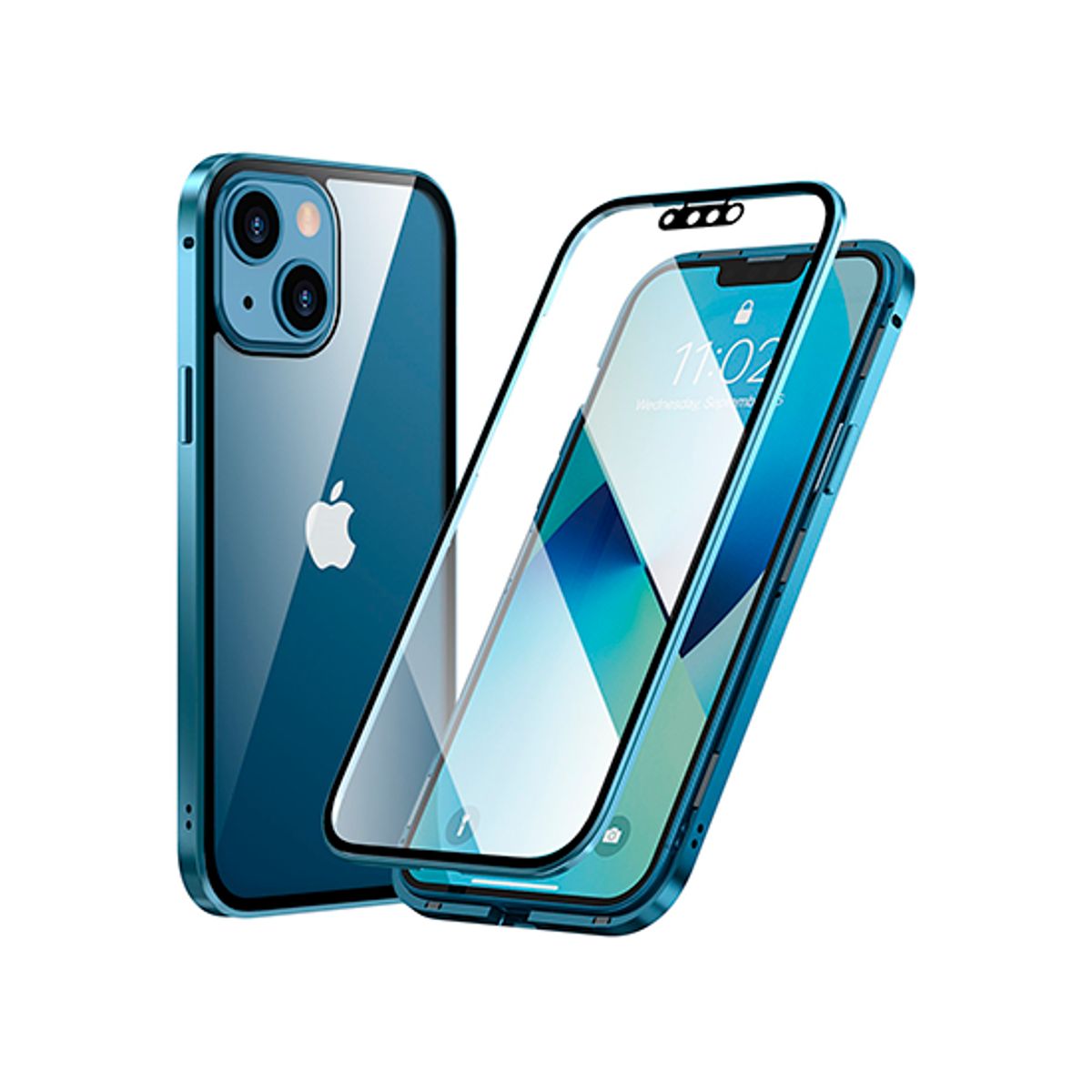 iPhone 13 Mini - MagGuard&trade; 360 Magnetisk Cover M. Hærdet glas - Sierra Blue