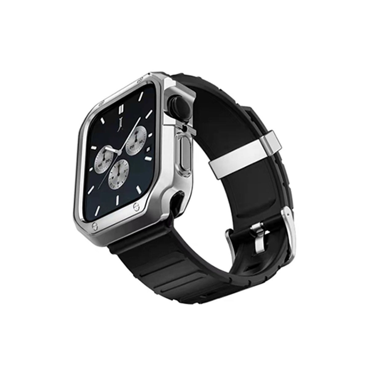 Apple Watch (41mm) - K2&trade; Stødsikkert Håndværker Rem / Cover - Sølv/Sort