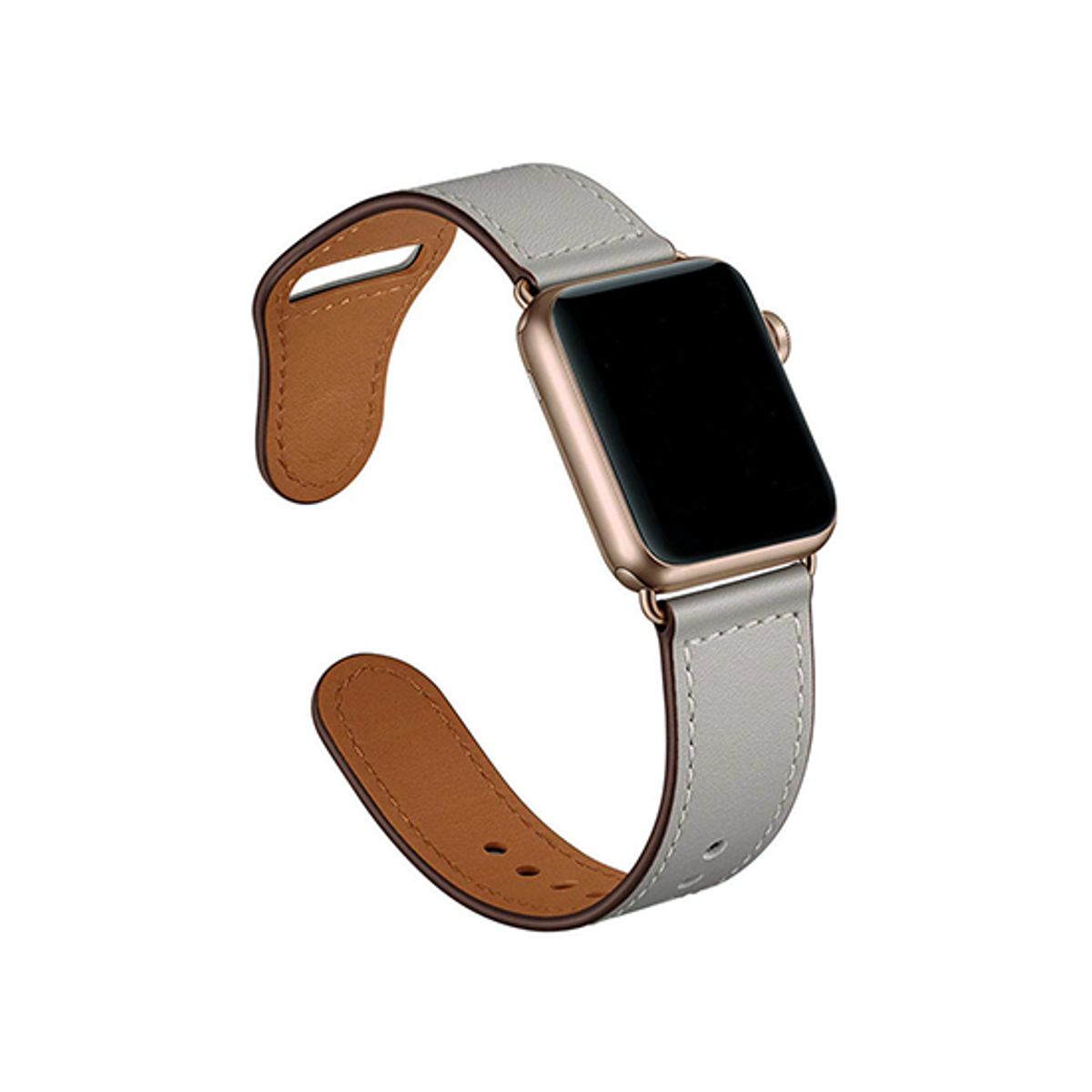 Apple Watch (38/40/SE/41/42mm) - FINESSE Ægte Læder Rem - Grå