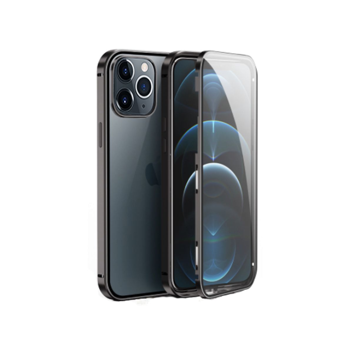 iPhone 12 Pro Max - MagGuard&trade; 360 Magnetisk Cover M. Hærdet glas