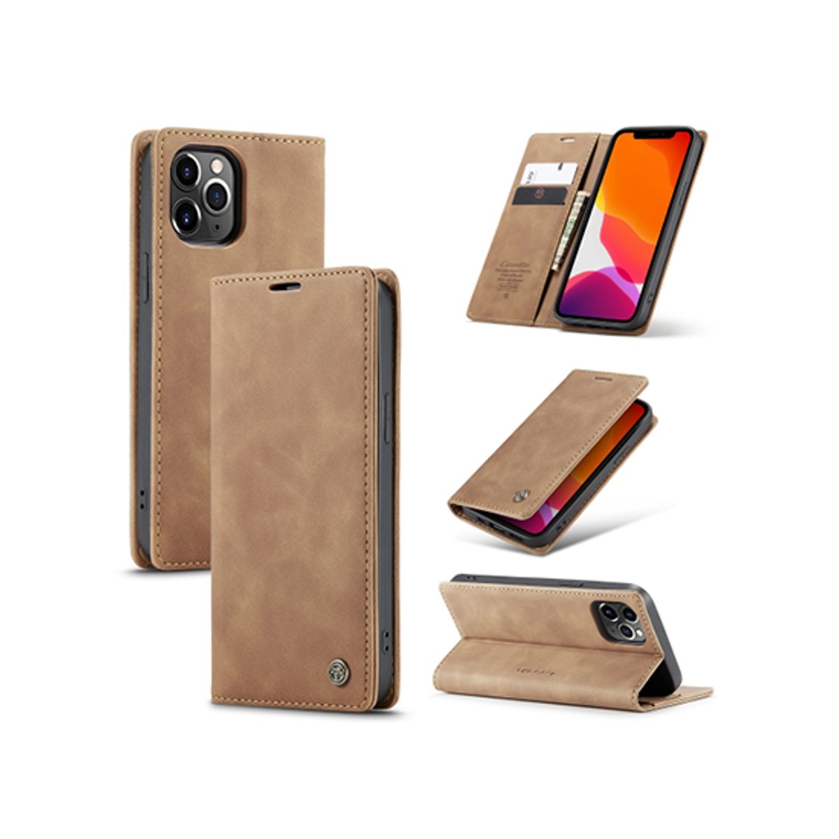 iPhone 12 Pro Max - CaseMe&trade; Noble Læder Etui / Pung - Brun